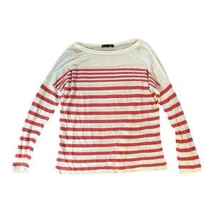 Rag & Bone Linen Striped Pullover Top Womens Medium White Red Stripe Soft